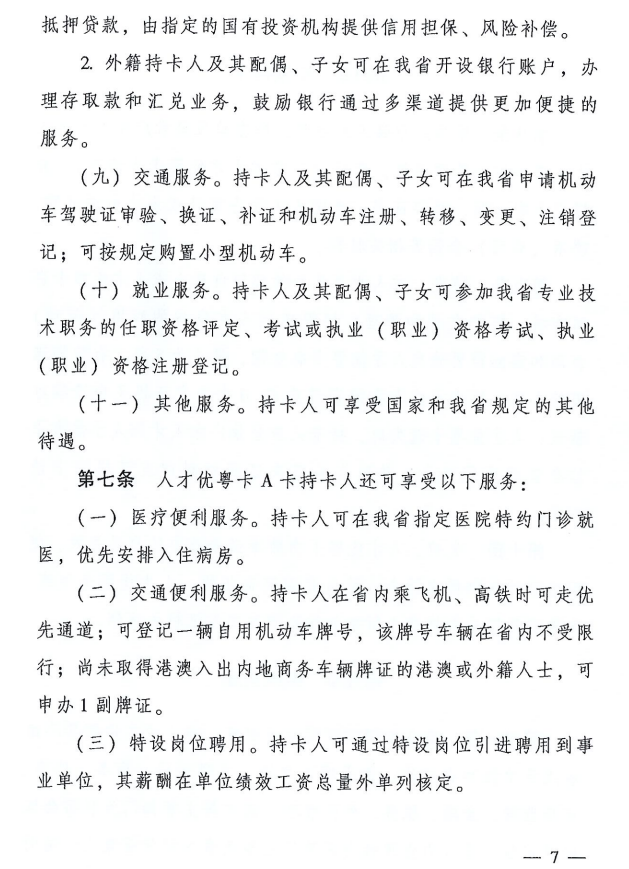 广东省人才优粤卡实施办法(试行)